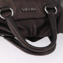 PRADA Hand Bag Leather Bronze Silver Auth 211549V-7