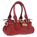 Chloe Paddington Hand Bag Leather Red Gold Tone Auth 211551V-1