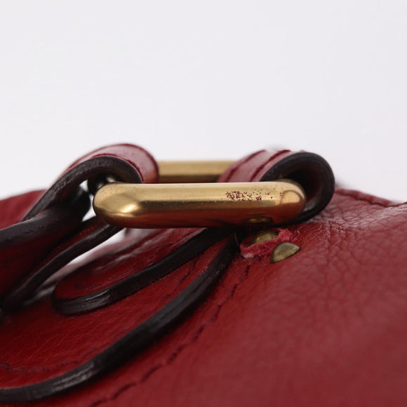 Chloe Paddington Hand Bag Leather Red Gold Tone Auth 211551V