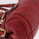 Chloe Paddington Hand Bag Leather Red Gold Tone Auth 211551V-13