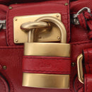 Chloe Paddington Hand Bag Leather Red Gold Tone Auth 211551V-17