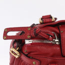 Chloe Paddington Hand Bag Leather Red Gold Tone Auth 211551V-18