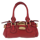 Chloe Paddington Hand Bag Leather Red Gold Tone Auth 211551V-2