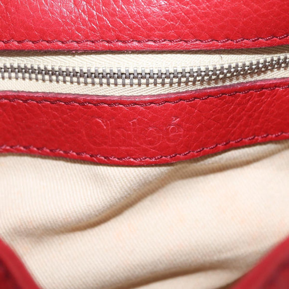 Chloe Paddington Hand Bag Leather Red Gold Tone Auth 211551V