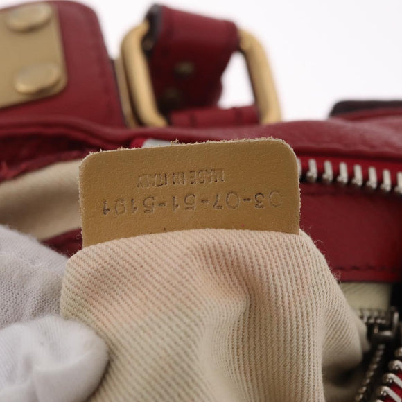 Chloe Paddington Hand Bag Leather Red Gold Tone Auth 211551V