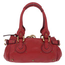 Chloe Paddington Hand Bag Leather Red Gold Tone Auth 211551V-3