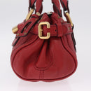 Chloe Paddington Hand Bag Leather Red Gold Tone Auth 211551V-4