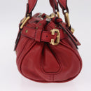 Chloe Paddington Hand Bag Leather Red Gold Tone Auth 211551V-5