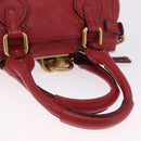 Chloe Paddington Hand Bag Leather Red Gold Tone Auth 211551V-7
