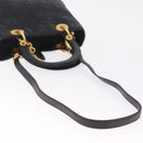 Christian Dior Canage Lady Dior Hand Bag Lamb Skin 2way Black Gold Auth 211553V-10