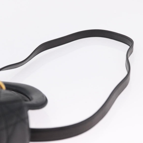 Christian Dior Canage Lady Dior Hand Bag Lamb Skin 2way Black Gold Auth 211553V