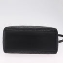 Christian Dior Canage Lady Dior Hand Bag Lamb Skin 2way Black Gold Auth 211553V-12
