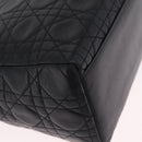 Christian Dior Canage Lady Dior Hand Bag Lamb Skin 2way Black Gold Auth 211553V-15