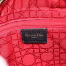 Christian Dior Canage Lady Dior Hand Bag Lamb Skin 2way Black Gold Auth 211553V-19