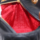 Christian Dior Canage Lady Dior Hand Bag Lamb Skin 2way Black Gold Auth 211553V-21