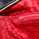 Christian Dior Canage Lady Dior Hand Bag Lamb Skin 2way Black Gold Auth 211553V-23