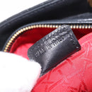 Christian Dior Canage Lady Dior Hand Bag Lamb Skin 2way Black Gold Auth 211553V-25