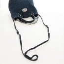 Miu Miu Matelasse Shoulder Bag Denim 2way Navy Silver Auth 211555A-12