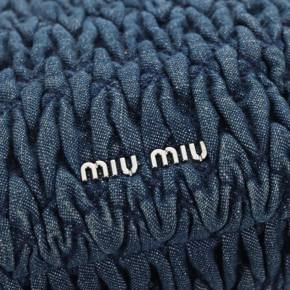 Miu Miu Matelasse Shoulder Bag Denim 2way Navy Silver Auth 211555A