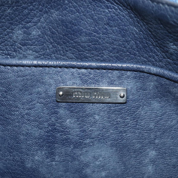 Miu Miu Matelasse Shoulder Bag Denim 2way Navy Silver Auth 211555A