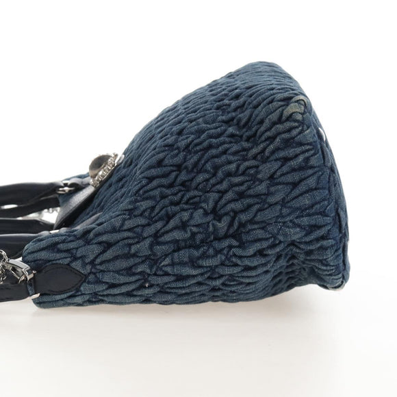 Miu Miu Matelasse Shoulder Bag Denim 2way Navy Silver Auth 211555A