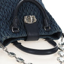 Miu Miu Matelasse Shoulder Bag Denim 2way Navy Silver Auth 211555A-6