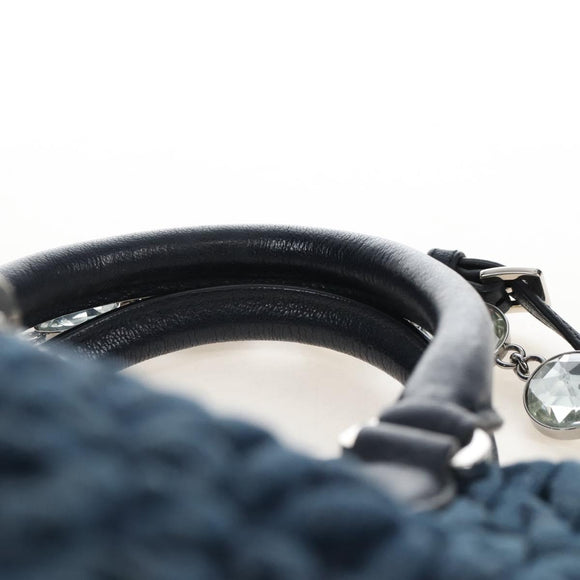 Miu Miu Matelasse Shoulder Bag Denim 2way Navy Silver Auth 211555A