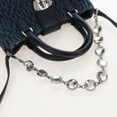 Miu Miu Matelasse Shoulder Bag Denim 2way Navy Silver Auth 211555A-9
