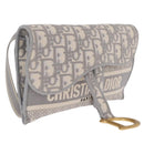 Christian Dior Trotter Canvas saddle Body Bag Gray Gold Tone Auth 211556V-1