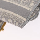 Christian Dior Trotter Canvas saddle Body Bag Gray Gold Tone Auth 211556V-15