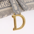 Christian Dior Trotter Canvas saddle Body Bag Gray Gold Tone Auth 211556V-16