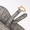 Christian Dior Trotter Canvas saddle Body Bag Gray Gold Tone Auth 211556V-17