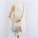 Christian Dior Trotter Canvas saddle Body Bag Gray Gold Tone Auth 211556V-24