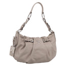 PRADA Shoulder Bag Leather Gray Silver Auth 211557V-1