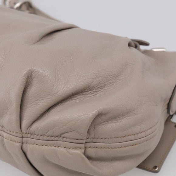PRADA Shoulder Bag Leather Gray Silver Auth 211557V