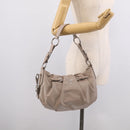 PRADA Shoulder Bag Leather Gray Silver Auth 211557V-25