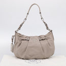 PRADA Shoulder Bag Leather Gray Silver Auth 211557V-26