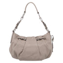 PRADA Shoulder Bag Leather Gray Silver Auth 211557V-3