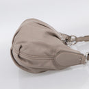 PRADA Shoulder Bag Leather Gray Silver Auth 211557V-5