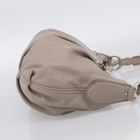 PRADA Shoulder Bag Leather Gray Silver Auth 211557V