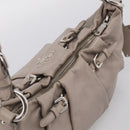 PRADA Shoulder Bag Leather Gray Silver Auth 211557V-6