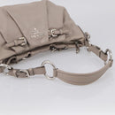 PRADA Shoulder Bag Leather Gray Silver Auth 211557V-7