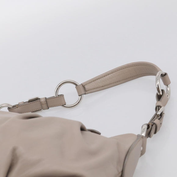PRADA Shoulder Bag Leather Gray Silver Auth 211557V