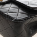 CHANEL Matelasse 25 Chain Shoulder Bag Lamb Skin Black Gold CC Auth 211558SAM-11