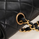 CHANEL Matelasse 25 Chain Shoulder Bag Lamb Skin Black Gold CC Auth 211558SAM-14