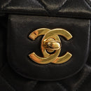 CHANEL Matelasse 25 Chain Shoulder Bag Lamb Skin Black Gold CC Auth 211558SAM-15