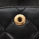 CHANEL Matelasse 25 Chain Shoulder Bag Lamb Skin Black Gold CC Auth 211558SAM-22