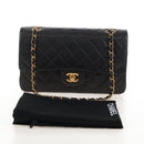 CHANEL Matelasse 25 Chain Shoulder Bag Lamb Skin Black Gold CC Auth 211558SAM-33