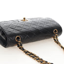 CHANEL Matelasse 25 Chain Shoulder Bag Lamb Skin Black Gold CC Auth 211558SAM-6