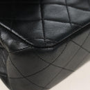 CHANEL Matelasse 25 Chain Shoulder Bag Lamb Skin Black Gold CC Auth 211559SAM-11